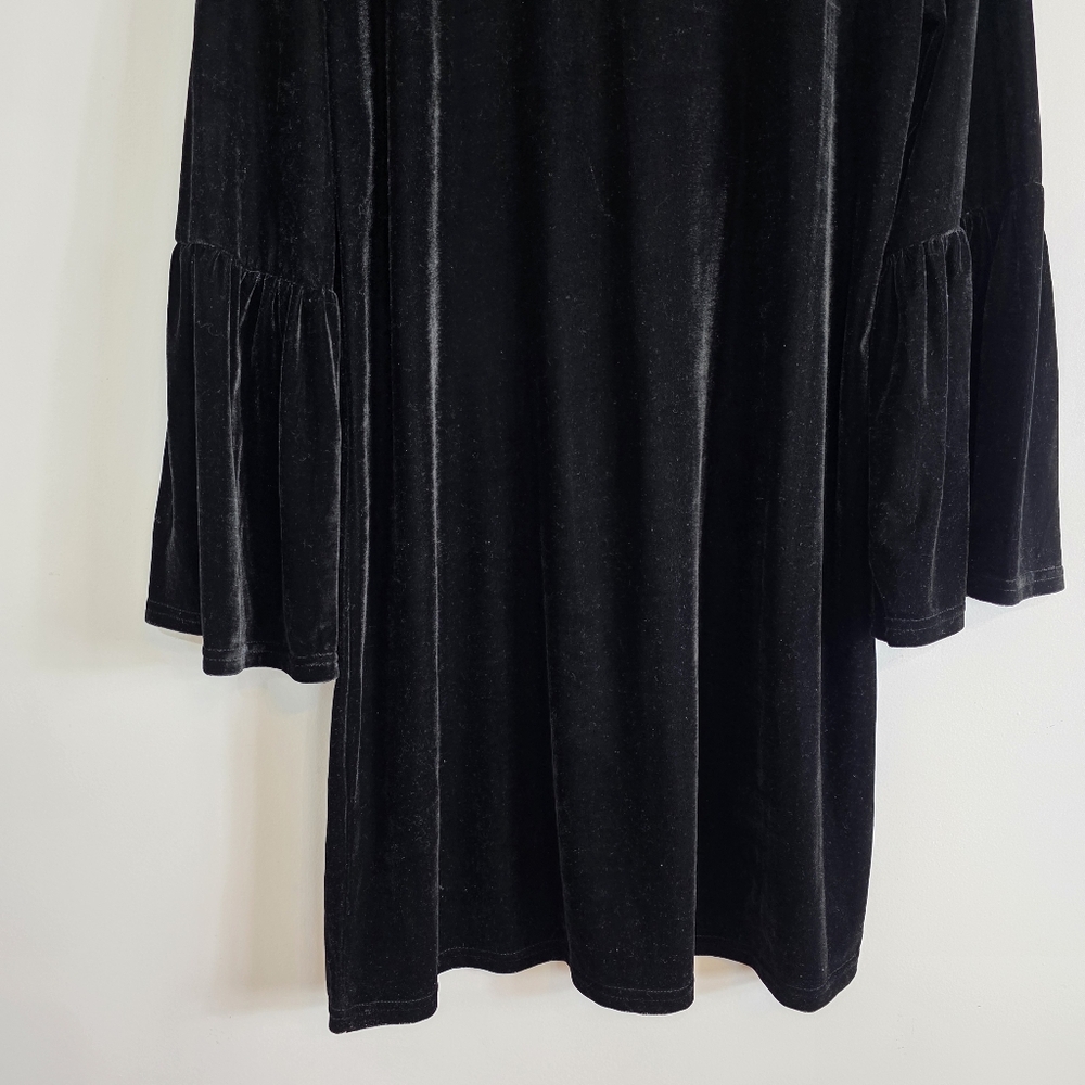 Solitaire Bohemian Boho Embroidered Floral Velvet V Neck Dress Sz Large - Picture 8 of 9